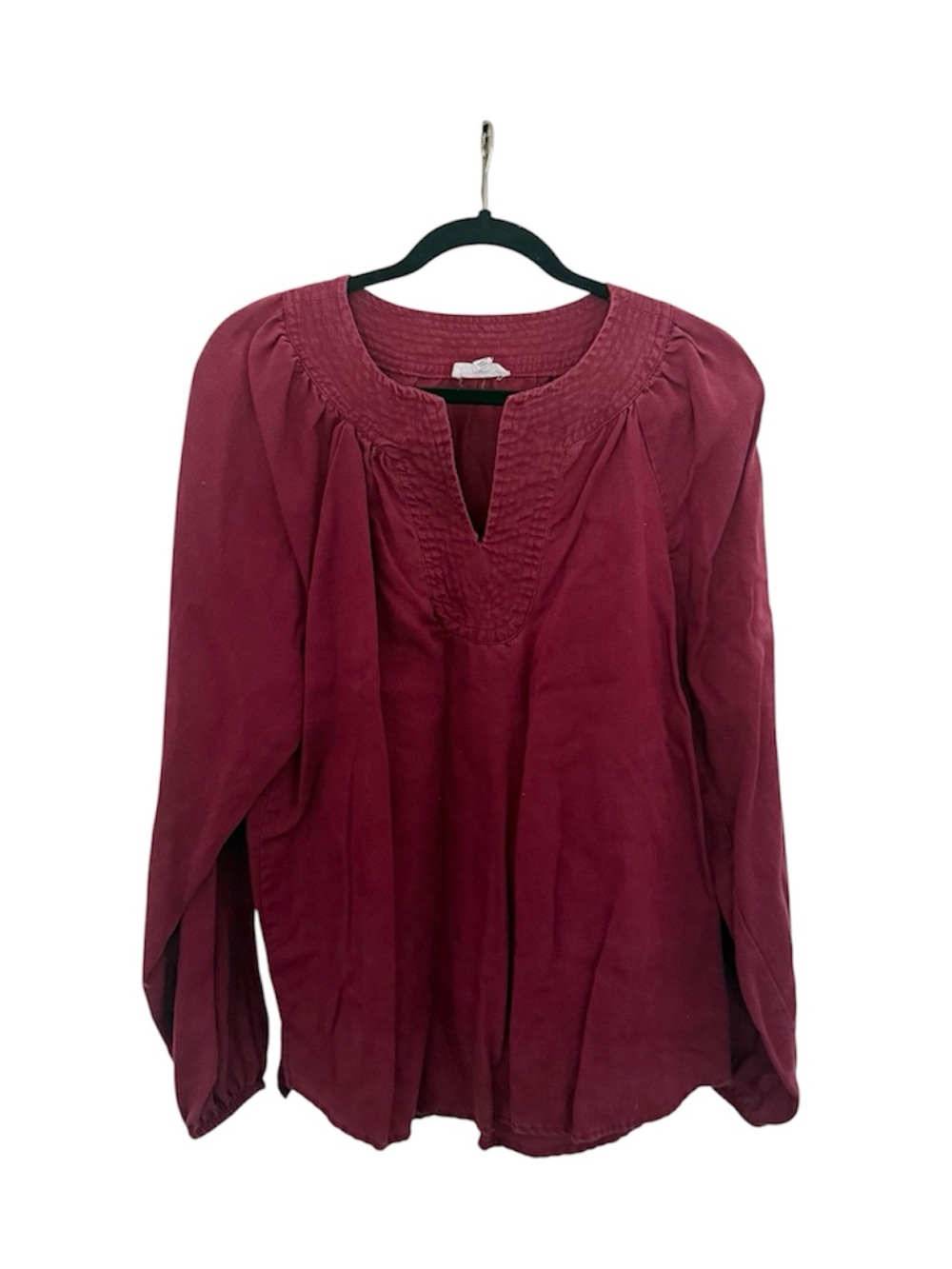 Westbound Maroon Red Wine Long Sleeve Lyocell Blouse Top Size XL